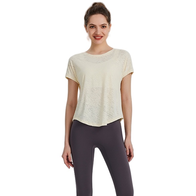 Womens Burnout Yoga T-Shirt Short Sleeve Athletic Top